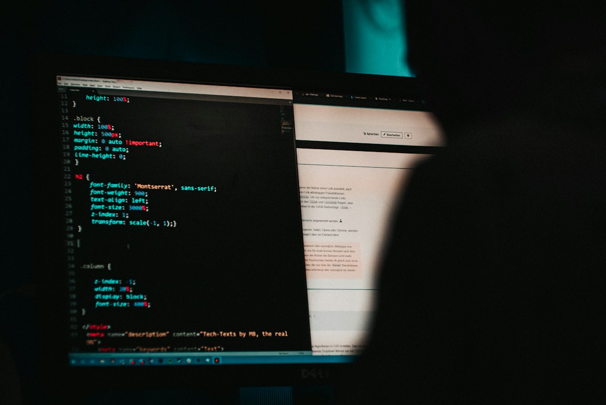 Laptop mit Programmcode bei der Untersuchung eines Identitätsdiebstahls